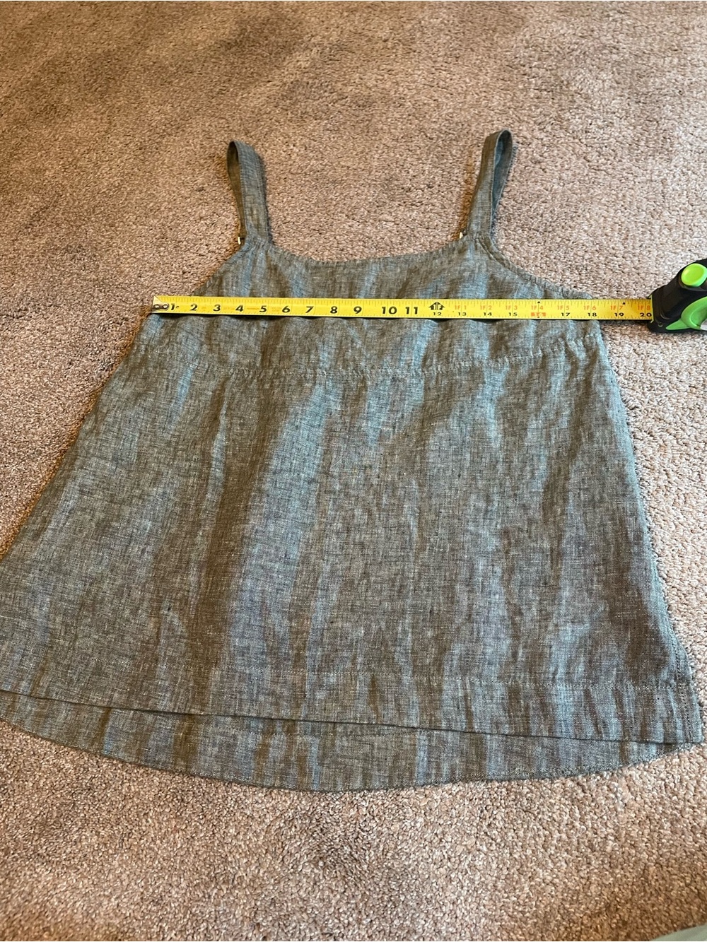 Athleta Voyager Olive Green  Square-Neck Linen Tank Adj. Straps Size L Gorpcore - Picture 8 of 9